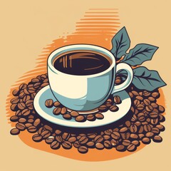 Vintage coffee cup illustration. 