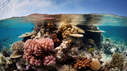 coral reefs affected and losing color due to water pollution generative ai