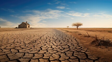 barren farmland affected by drought, a clear indication of climate change generative ai