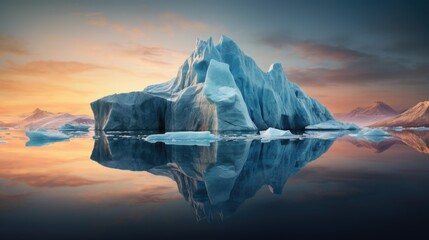 iceberg melting due to global warming, symbolizing climate change and its impacts generative ai - obrazy, fototapety, plakaty