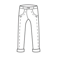 Jeans pants vector line illustration
