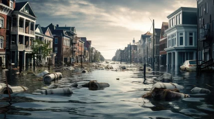 Foto op Plexiglas coastal city experiencing flooding due to sea level rise, a sign of climate change generative ai © Kelly
