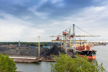 Cargo port in Poland. Coal handling.