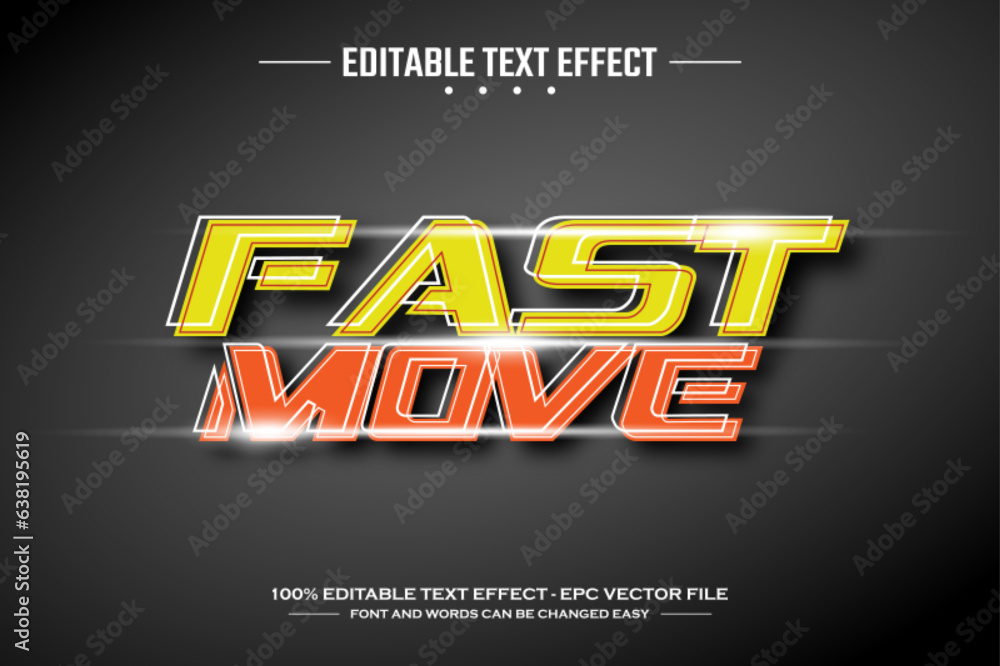 Poster fast move 3d editable text effect template