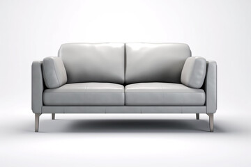 Modern grey leather sofa furniture isolated on white background. 