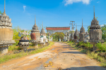 The Clay Pots Temple. The Isan pagoda is a buddhist temple near Roi Et, an urban city town,...
