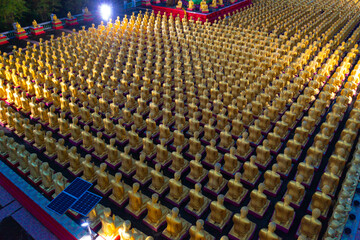 Obraz premium Phuttha Utthayan Makha Bucha Anusorn, Buddhism Memorial Park, Nakhon Nayok, Thailand pagoda is a buddhist temple near Bangkok, an urban city town, Thailand. Tourist attraction landmark.