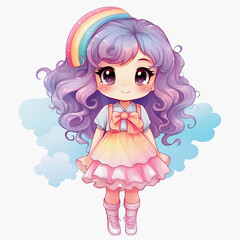 little girl clip art purple hair 