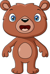 Cute little bear cartoon on white background