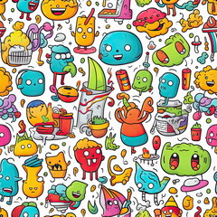 Obraz premium seamless pattern of Cute Cartoon Doodle Art