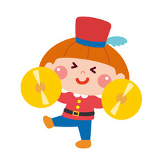 シンバルを叩く女の子のイラスト