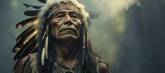 Apache Indian shaman is a native American man.