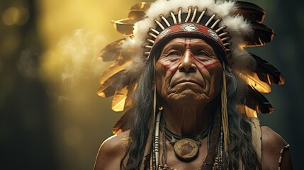 Apache Indian shaman is a native American man. - Powered by Adobe