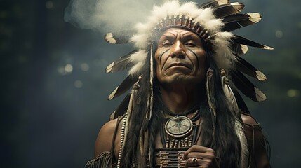 Apache Indian shaman is a native American man.