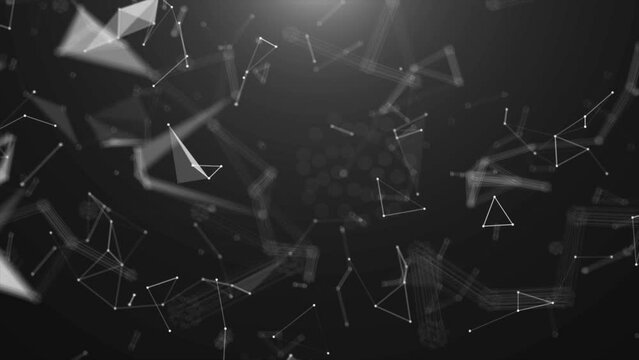 Plexus black and white lines background. High quality 4k footage