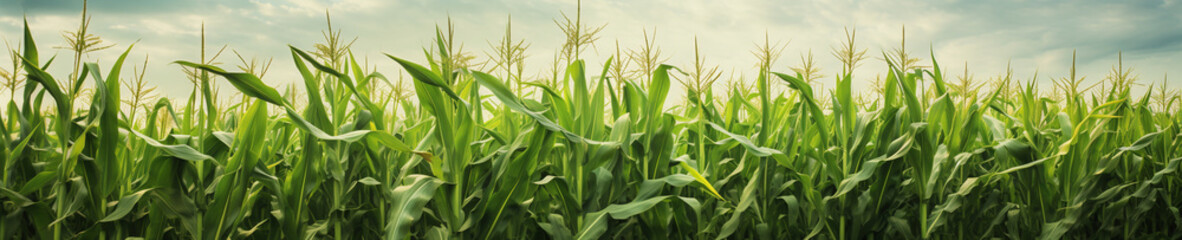 Fototapeta premium A Banner Photo of Corn Growing on a Farm