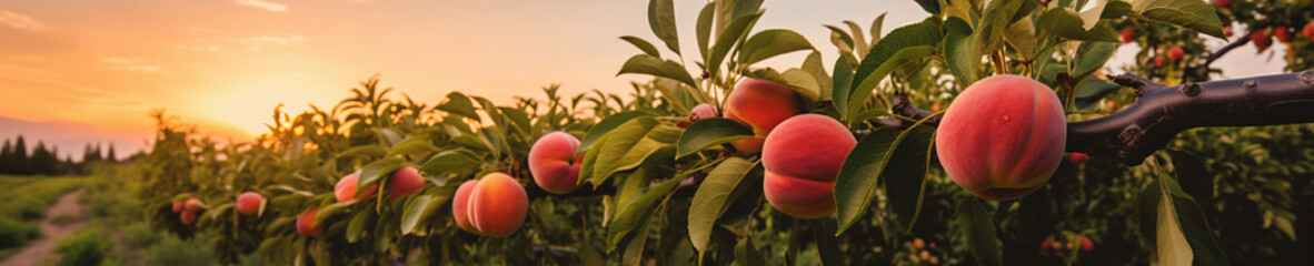 A Banner Photo of Nectarines Growing on a Farm