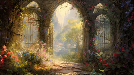 Obraz premium Illustration of a fantasy garden.