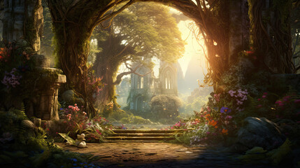 Illustration of a fantasy garden.