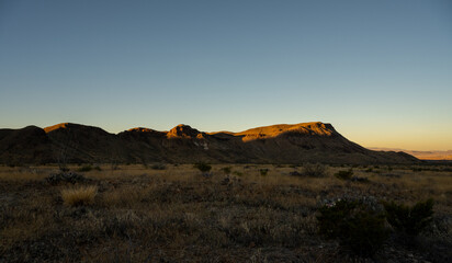 Dawn Breaks Over the Chisos Mountains from the Valley