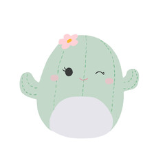 cute cactus with flower in summer day illustration