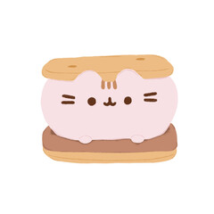 cat in biscuits illustration