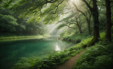 Obraz premium A beautiful green jungle ecology nature.