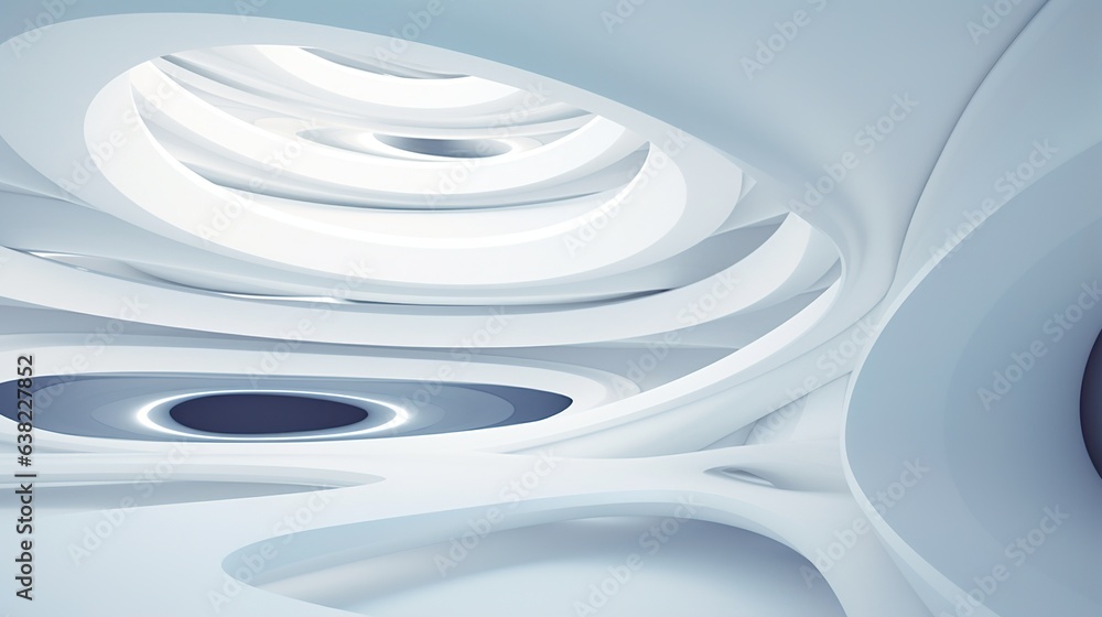 Poster abstract architecture background.white circular building. modern geometric wallpaper. futuristic tec