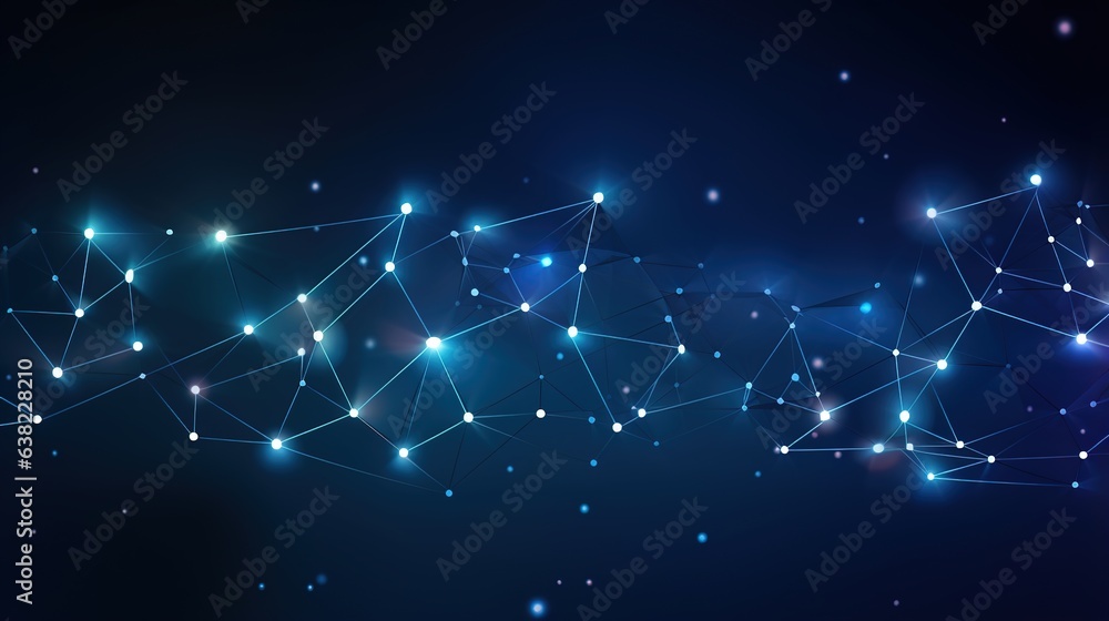 Poster Background is connected with abstract lines and dots. Digital data and the big data idea are linked through technology. generative ai