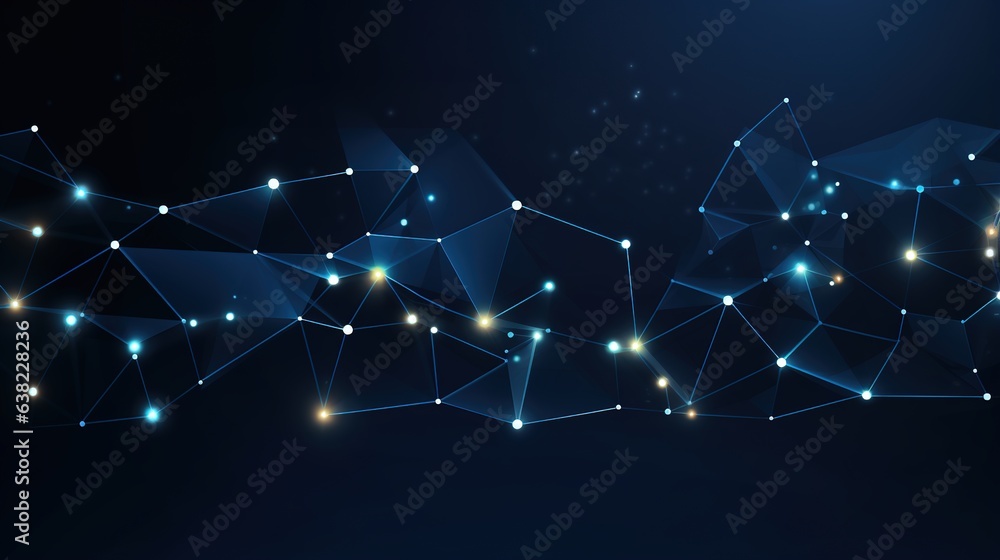 Poster background is connected with abstract lines and dots. digital data and the big data idea are linked 