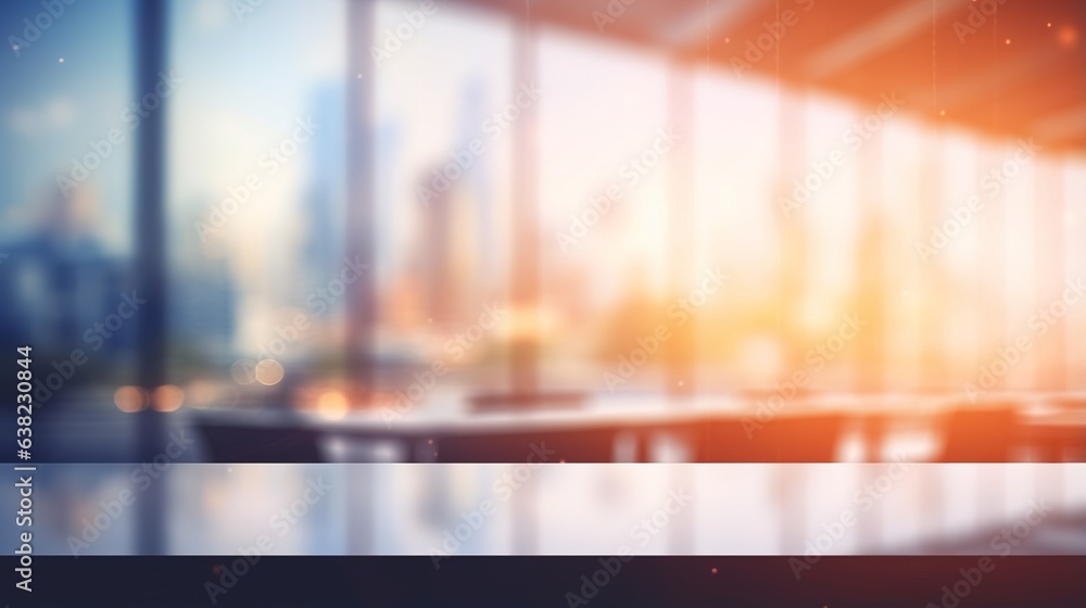 Poster blurred empty open space office. abstract light bokeh at office interior background for design. gene