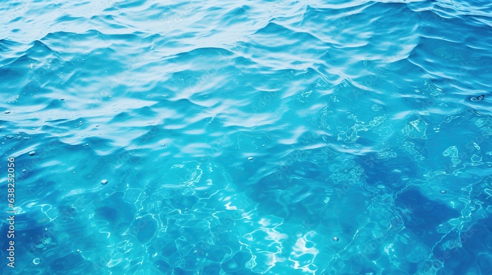 Poster ocean's azure embrace: an immersive view of shimmering ocean waves in shades of vibrant blue, creati
