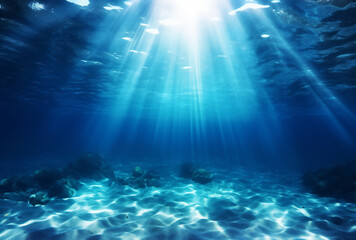 Fototapeta na wymiar Sunlight Piercing Through Ocean Water