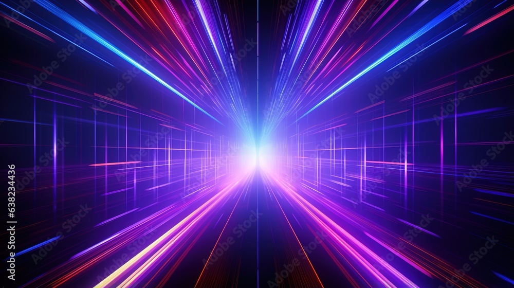 Poster neon tunnel: a vibrant display of neon lights creates an immersive tunnel effect. the radiating colo