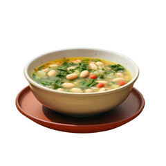 Escarole and white bean soup in a bowl - obrazy, fototapety, plakaty