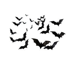 Black bats flying over isolated transparent background - obrazy, fototapety, plakaty