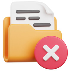 3D Render Failed Folder Icon, illustration isolated on white background, suitable for website, mobile app, print, presentation, infographic, and other projects.