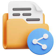 3D Render Share Folder Icon, illustration isolated on white background, suitable for website, mobile app, print, presentation, infographic, and other projects.