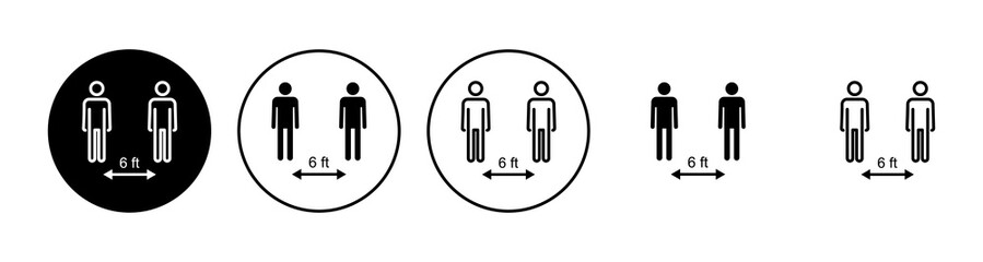Social distance icon set. social distancing icon. self quarantine sign