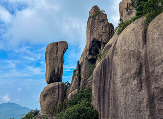 Rocks in Huatai Flower Terrace Scenic Area at Mount Jiuhua, one of the four sacred Buddhist mountains in China, located at Qingyang County, Chizhou, Anhui Province. 