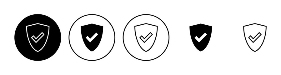 Shield check mark  icon set. Protection approve sign. Safe icon vector