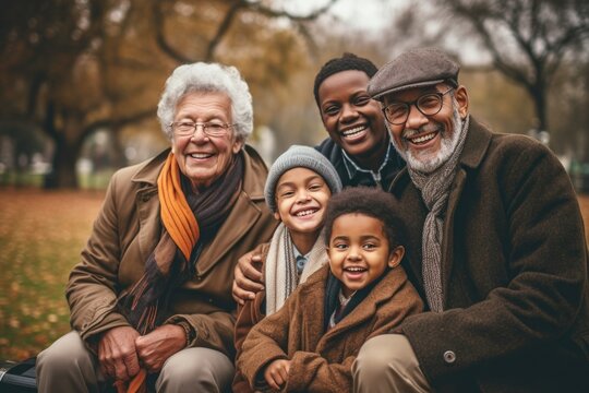 A diverse group of faces of from different cultures, kids, parents and grandparents, the elderly, aunts, uncles, friends and neighbours, kids, siblings, full of joyful celebration, selfie style family