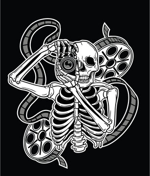 Skeleton Photographer Illustration