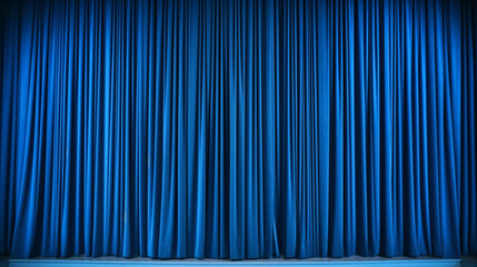 luxury velvet curtains are visible in the auditorium blue color - Generative AI
