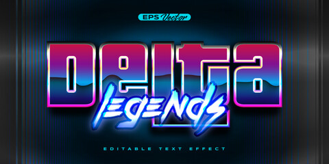 Naklejka na ściany i meble Retro shiny Y2K editable text effect delta legends