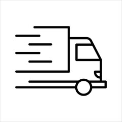 Fast shipping delivery truck flat vector icon for apps and websites, express delivery, quick move, vector illustration on white background