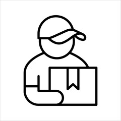 Delivery man holding box icon, Business delivery express service symbol, vector illustration on white background