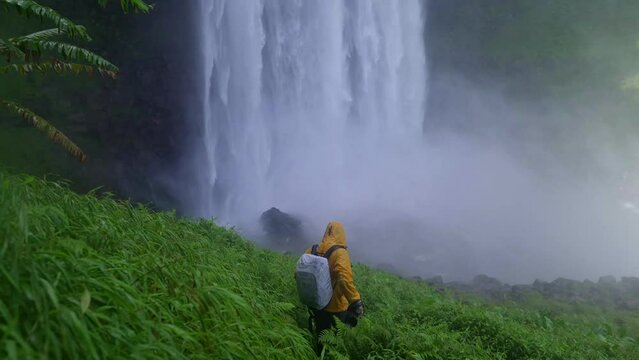 Waterfall and river in rain forest bolaven Plateau, Laos