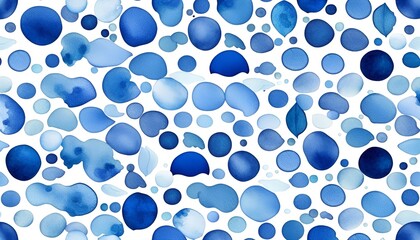Blue and white bubbles watercolor pattern