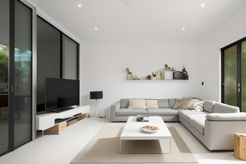 modern smart living room eco friendly with sliding door